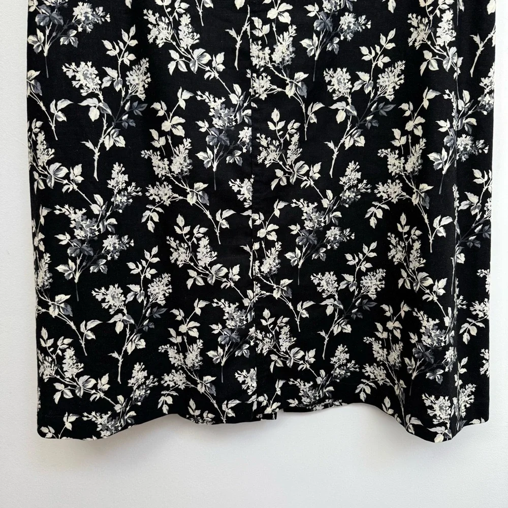 Liz Claiborne Lizwear Floral A-Line Midi‎ Skirt Women Size 8 Linen Blend